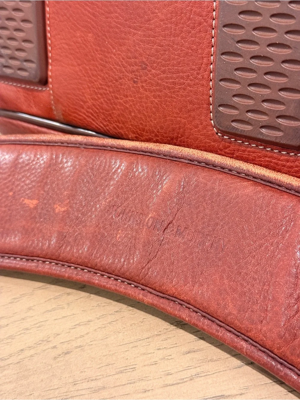Johnston & Murphy Men's Distressed Leather Briefcase in Burnt Copper